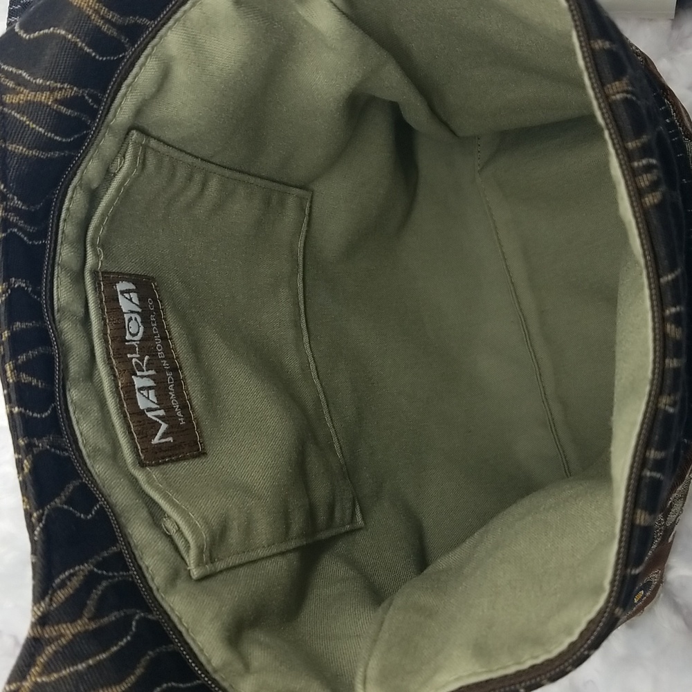 Maruca Brown & Green "Cafe Sling" Handmade in Boulder, Colorado Crossbody Bag - Picture 5 of 14